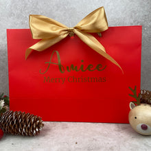 Load image into Gallery viewer, Personalised Christmas Gift Bag - Red & Gold