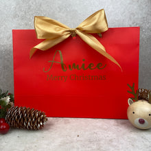 Load image into Gallery viewer, Personalised Christmas Gift Bag - Red & Gold