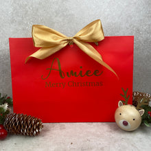 Load image into Gallery viewer, Personalised Christmas Gift Bag - Red & Gold