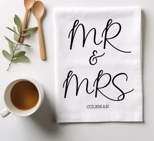 Personalised Mr and Mrs Tea Towel-The Persnickety Co