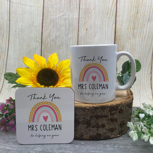 Thank You Teacher Rainbow Mug and Coaster-The Persnickety Co