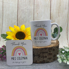 Load image into Gallery viewer, Thank You Teacher Rainbow Mug and Coaster