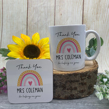 Load image into Gallery viewer, Thank You Teacher Rainbow Mug and Coaster