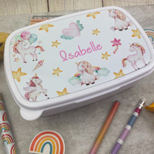 Load image into Gallery viewer, Personalised Unicorn Lunchbox - White