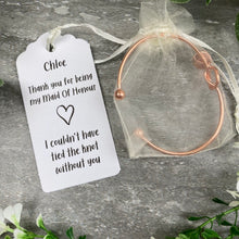 Load image into Gallery viewer, Maid Of Honour Knot Bangle With Initial Charm - Rose Gold-5-The Persnickety Co