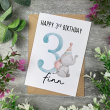 Load image into Gallery viewer, Elephant Personalised Birthday Card-The Persnickety Co