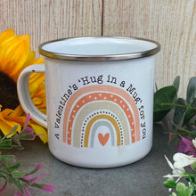 Load image into Gallery viewer, Enamel Hug In a Mug Rainbow Mug
