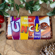 Load image into Gallery viewer, Merry Christmas Uncle Novelty Personalised Chocolate Bar
