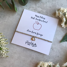 Load image into Gallery viewer, Beaded Charm Bracelet - Best Teacher / Teaching Assistant Ever-4-The Persnickety Co