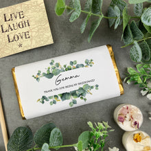 Load image into Gallery viewer, Personalised Bridesmaid - Thank You Eucalyptus Chocolate Bar