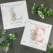 Load image into Gallery viewer, Personalised Rabbit Christening Card