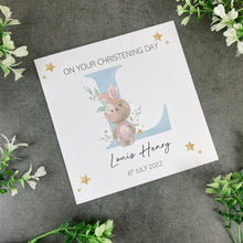 Load image into Gallery viewer, Personalised Rabbit Christening Card