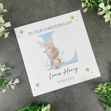 Load image into Gallery viewer, Personalised Rabbit Christening Card