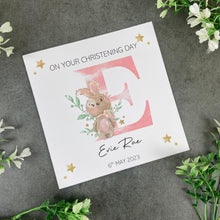 Load image into Gallery viewer, Personalised Rabbit Christening Card