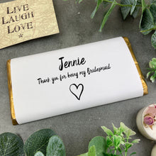 Load image into Gallery viewer, Personalised Bridesmaid Chocolate Bar