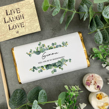 Load image into Gallery viewer, Will You Be My Bridesmaid - Personalised Eucalyptus Chocolate Bar