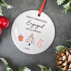 Personalised First Christmas Engaged Hanging Decoration-3-The Persnickety Co