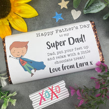 Load image into Gallery viewer, Happy Father's Day Super Dad Personalised Chocolate Bar