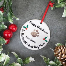 Load image into Gallery viewer, Personalised Happy Christmas World's Best Dog Mum - Hanging Decoration-9-The Persnickety Co