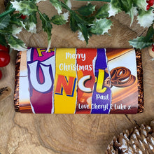Load image into Gallery viewer, Merry Christmas Uncle Novelty Personalised Chocolate Bar