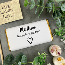 Load image into Gallery viewer, Will you Be My Best Man Heart Chocolate Bar