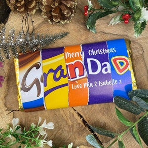 Merry Christmas  Grandad Novelty Personalised Chocolate Bar