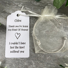 Load image into Gallery viewer, Maid Of Honour Knot Bangle With Initial Charm - Silver-The Persnickety Co