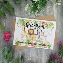 Load image into Gallery viewer, Personalised Jungle Birthday Card-The Persnickety Co