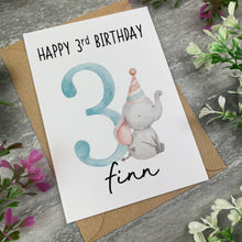 Load image into Gallery viewer, Elephant Personalised Birthday Card
