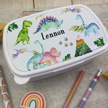 Load image into Gallery viewer, Personalised Dinosaur Lunchbox - White