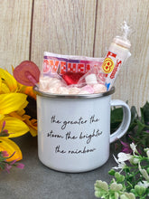Load image into Gallery viewer, Enamel Mug - Rainbow The Greater The Storm