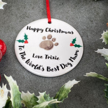 Load image into Gallery viewer, Personalised Happy Christmas World's Best Dog Mum - Hanging Decoration-5-The Persnickety Co