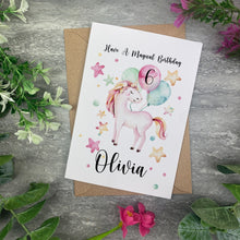 Load image into Gallery viewer, Personalised Unicorn Birthday Card