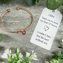 Load image into Gallery viewer, Maid Of Honour Knot Bangle With Initial Charm - Rose Gold-8-The Persnickety Co