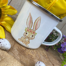Load image into Gallery viewer, Easter Wreath Enamel Mug - Girl Rabbit