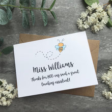 Load image into Gallery viewer, Personalised Bee Teacher Card-8-The Persnickety Co