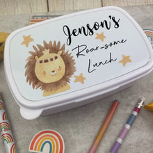 Load image into Gallery viewer, Personalised Roarsome Lion Lunch Box - White