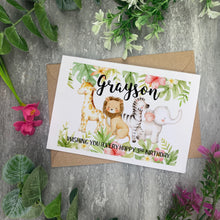 Load image into Gallery viewer, Personalised Jungle Birthday Card