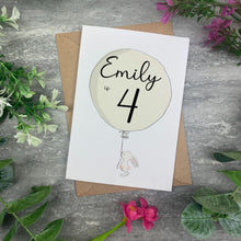 Load image into Gallery viewer, Bunny With Balloon Personalised Birthday Card