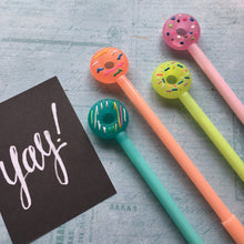 Load image into Gallery viewer, Donut Gel Pen - Lime, Orange, Pink, Turquoise-3-The Persnickety Co