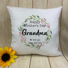Load image into Gallery viewer, Grandma Wreath - Personalised Mother&#39;s Day Cushion
