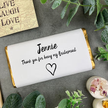 Load image into Gallery viewer, Personalised Bridesmaid Chocolate Bar