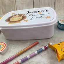 Load image into Gallery viewer, Personalised Roarsome Lion Lunch Box - White