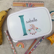 Load image into Gallery viewer, Personalised Initial Dinosaur Lunch Box - Blue