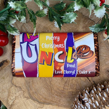 Load image into Gallery viewer, Merry Christmas Uncle Novelty Personalised Chocolate Bar
