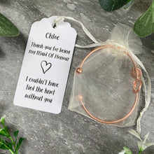 Load image into Gallery viewer, Maid Of Honour Knot Bangle With Initial Charm - Rose Gold-2-The Persnickety Co