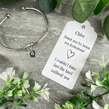 Load image into Gallery viewer, Bridesmaid Knot Bangle With Initial Charm, Silver-3-The Persnickety Co