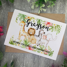 Load image into Gallery viewer, Personalised Jungle Birthday Card