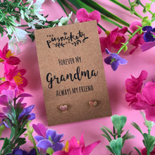 Load image into Gallery viewer, Forever My Grandma Always My Friend Heart Earrings-The Persnickety Co