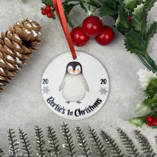 Load image into Gallery viewer, Personalised Penguin 1st Christmas Hanging Decoration